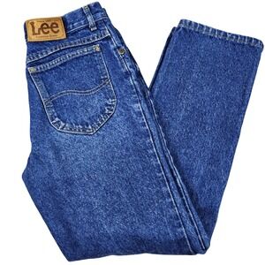 VTG Lee High Waisted Straight Leg Jeans Medium Wash Blue Denim 30 x 29 90s Mom